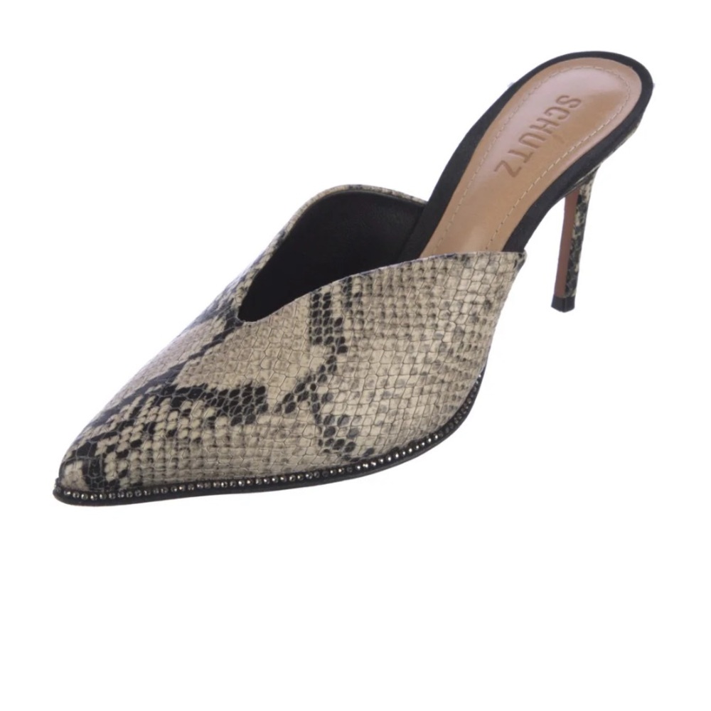 SCHUTZ Snake Skin Heilconia Pointed Toe Mules size 9